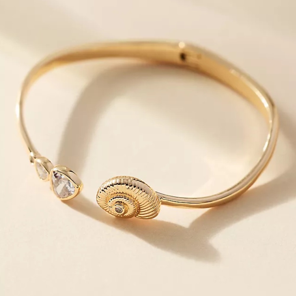 Anthropologie Ettika Crystal Swirled Shell Cuff Bracelet | NWT